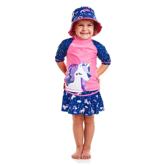Girls UV SKINZ Reversible Beach Sun Bucket Hat Pink/Unicorn Size 5 - Picture 4 of 4